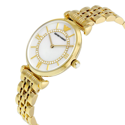 EMPORIO ARMANI GIANNI T-BAR TWO-HAND ROSE GOLD-TONE LADIES WATCH