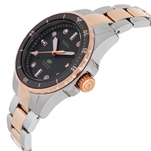 FOSSIL BLUE DIVE QUARTZ GREY DIAL TWO-TONE STAINLESS STEEL WOMEN’S WATCH ES5348 (W)