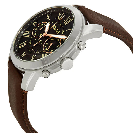 FOSSIL GRANT CHRONOGRAPH BROWN LEATHER WATCH - FS4813