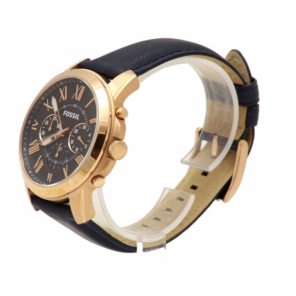 FOSSIL GRANT CHRONOGRAPH NAVY LEATHER WATCH - FS4835