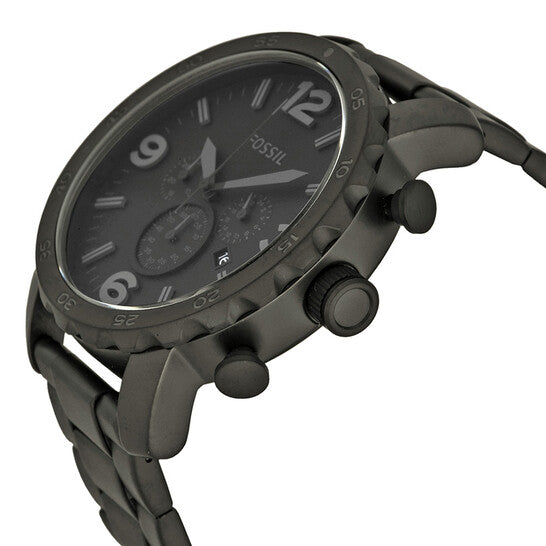 FOSSIL NATE CHRONOGRAPH BLACK STAINLESS STEEL WATCH - JR1401