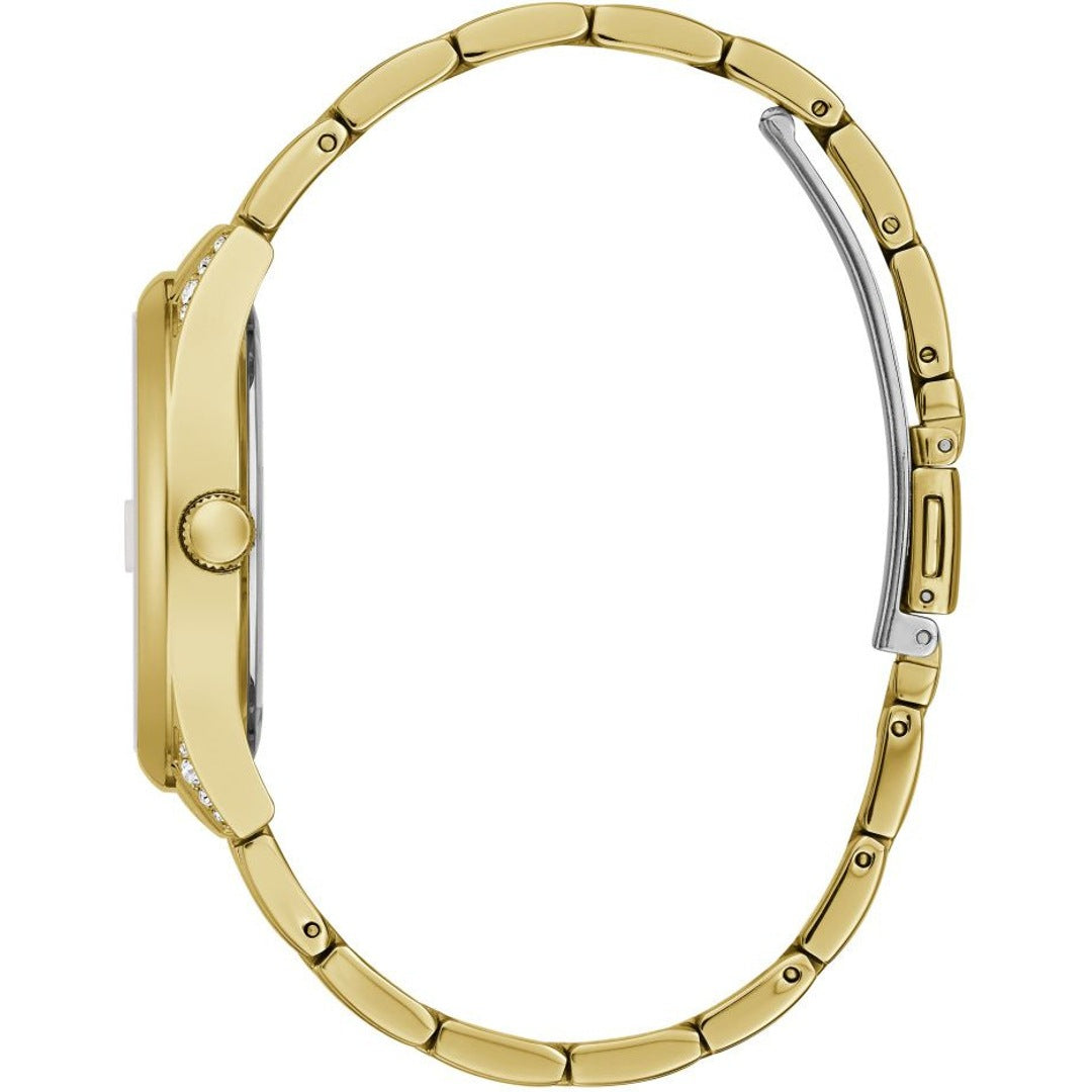 GUESS GOLD TONED STAINLESS STEEL WITH GREEN PATTERN DAIL WATCH
