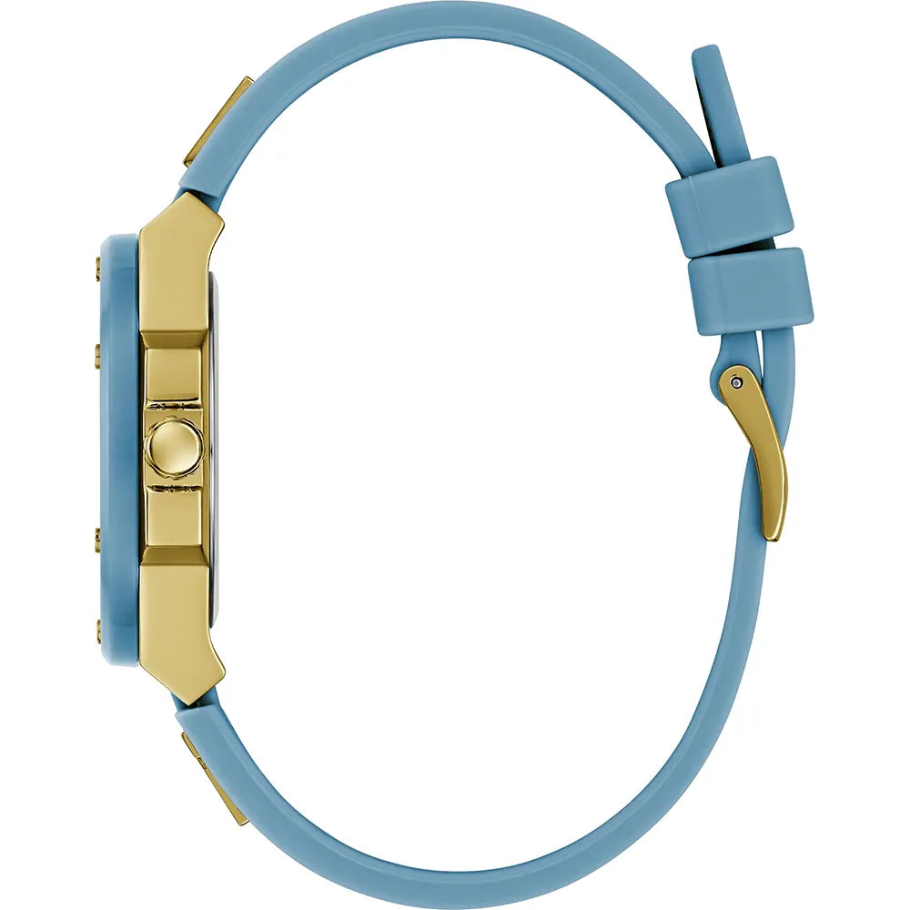GUESS BOLD FUSION UNISEX GOLD & BLUE SILICONE WATCH | GW0555L3