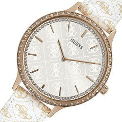 GUESS GOLDEN QUARTZ ANALOG LEATHER WOMEN'S WATCH W1229L3