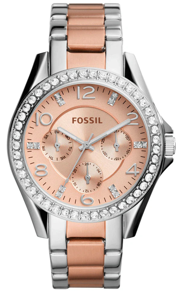 FOSSIL RILEY ROSE GOLD DIAL LADIES MULTIFUNCTION WATCH ES4145 (W)