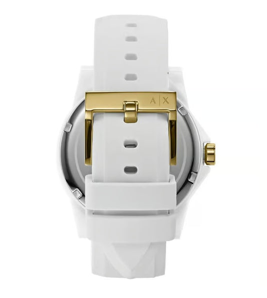 ARMANI EXCHANGE WHITE DIAL WHITE SILICONE STRAP WATCH AX7126 (W)