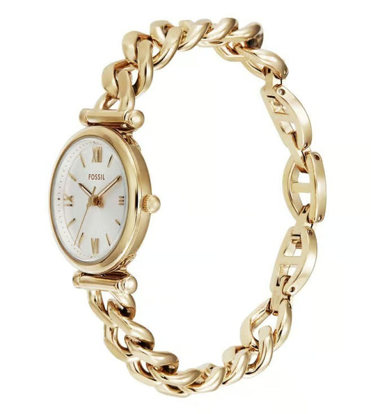 FOSSIL GOLD-TONE SILVER DIAL QUARTZ CARLIE ES5329 (W)
