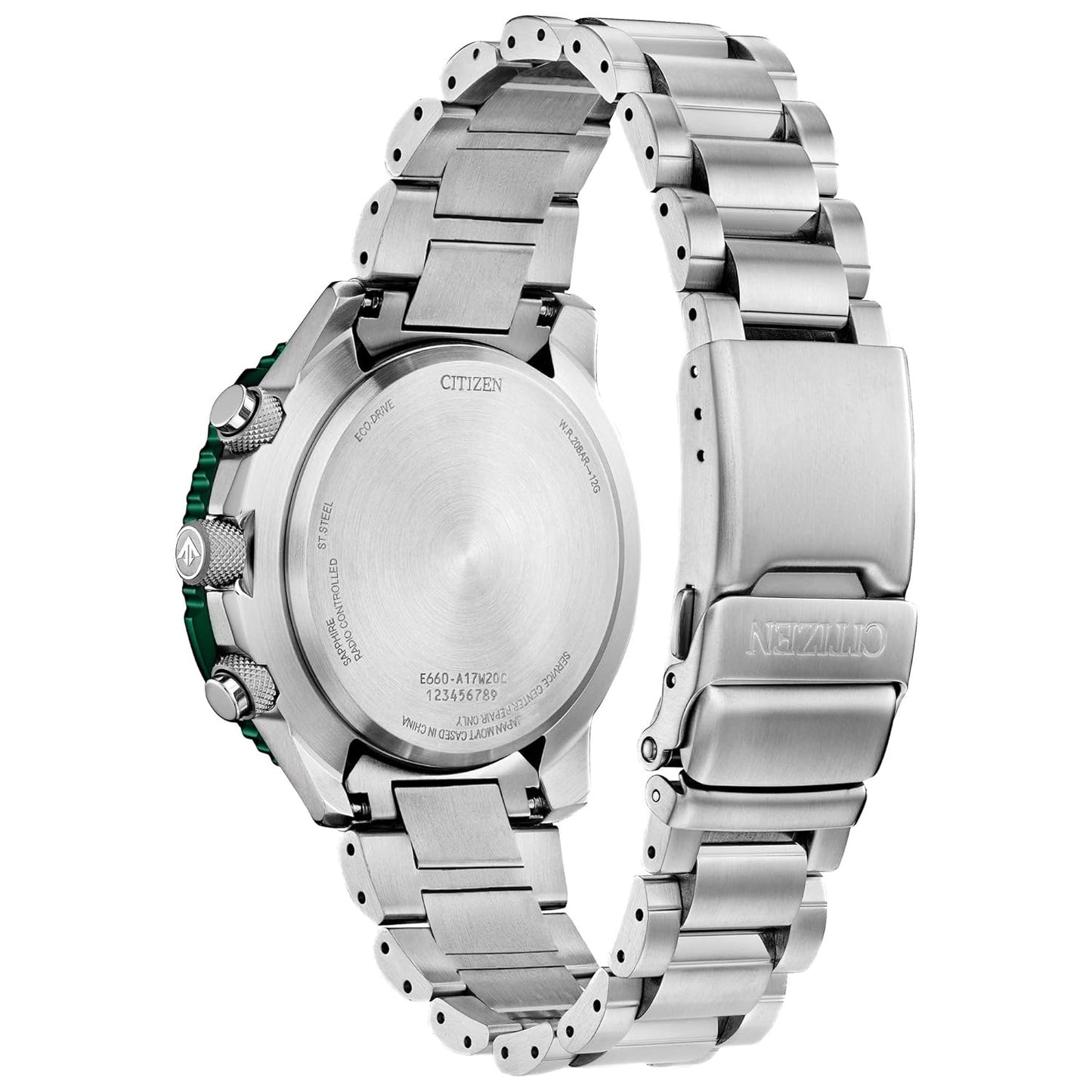 CITIZEN PROMASTER AIR A-T - GREEN DIAL STAINLESS STEEL BRACELET WATCH
