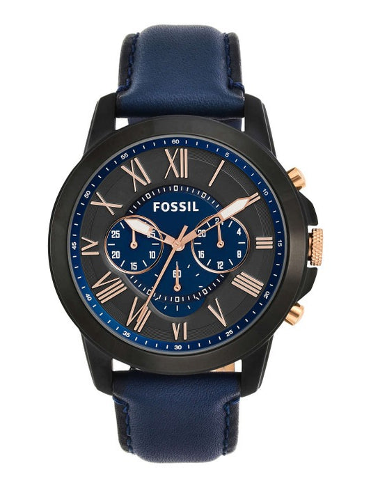 FOSSIL GRANT CHRONOGRAPH BLACK AND BLUE DIAL BLUE LEATHER FS5061 (M)