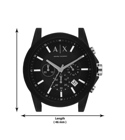 ARMANI EXCHANGE OUTERBANKS BLACK CHRONOGRAPH SILICONE WATCH AX1326 (M)