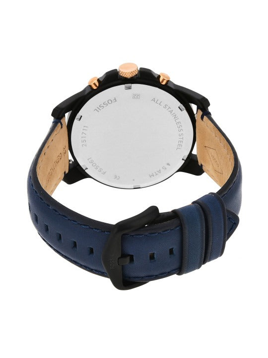 FOSSIL GRANT CHRONOGRAPH BLACK AND BLUE DIAL BLUE LEATHER FS5061 (M)