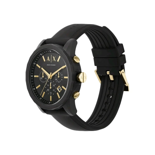 ARMANI EXCHANGE OUTERBANKS BLACK CHRONOGRAPH SILICONE STRAP WATCH AX7105 (M)