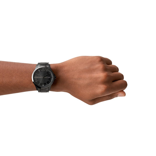 ARMANI EXCHANGE HAMPTON BLACK DIAL STAINLESS STEEL WATCH AX2104 (M)