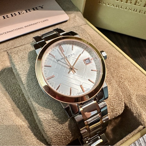 Burberry The City BU9105 Ladies Silver Rose Gold Watch