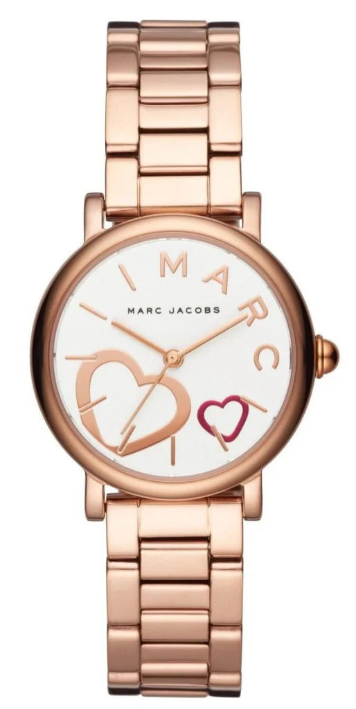 MARC JACOBS - CLASSIC WHITE DIAL ROSE GOLD STEEL STRAP WATCH - MJ3592 (W)