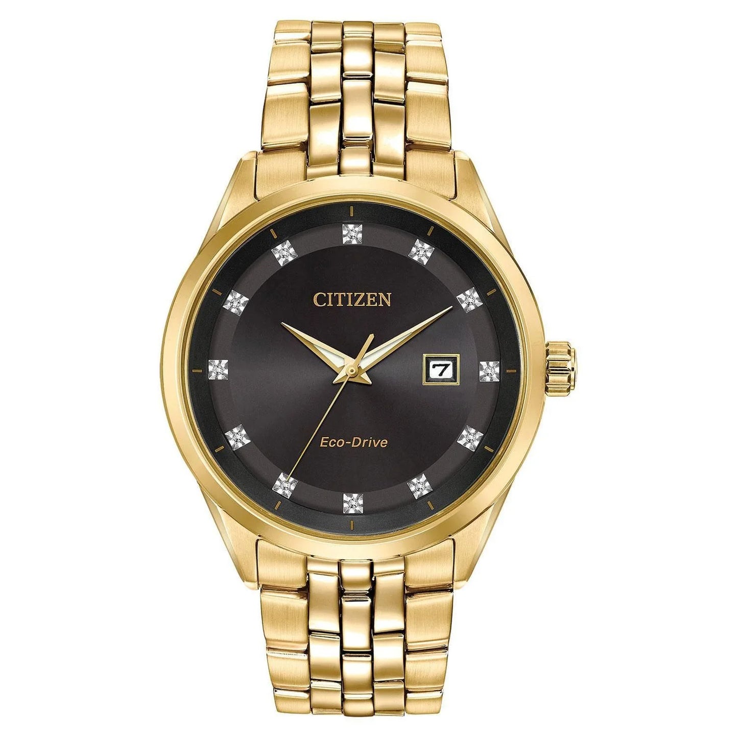 CITIZEN ADDYSEN - MEN'S ECO-DRIVE STEEL BLACK DIAL WATCH