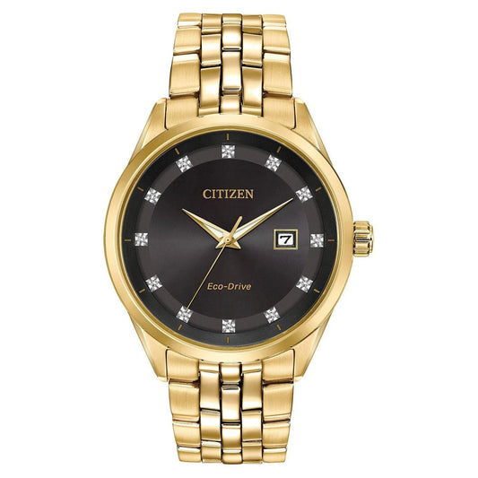 CITIZEN ADDYSEN - MEN'S ECO-DRIVE STEEL BLACK DIAL WATCH