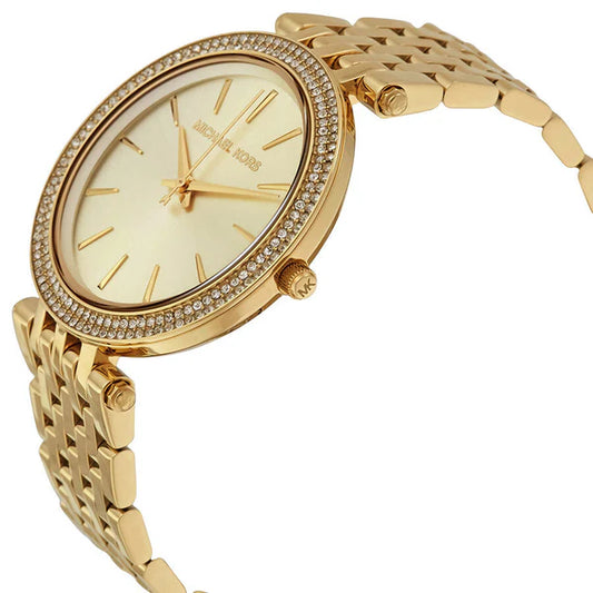 MICHAEL KORS - DARCI GLITZ GOLD DIAL PAVE BEZEL CRYSTAL WATCH - MK3191 (W)