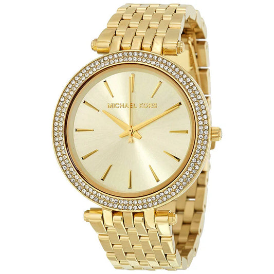 MICHAEL KORS - DARCI GLITZ GOLD DIAL PAVE BEZEL CRYSTAL WATCH - MK3191 (W)