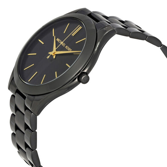 MICHAEL KORS - SLIM RUNWAY BLACK STAINLESS STEEL WATCH - MK3221 (W)
