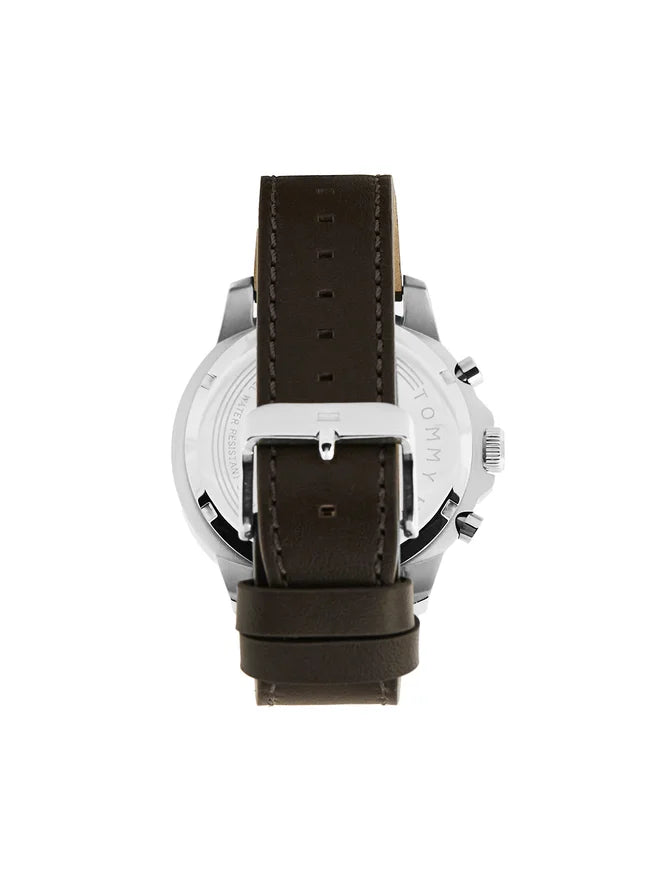 TOMMY HILFIGER - MEN'S 'HENRY' SKELETON DIAL LEATHER STRAP WATCH - 1710476