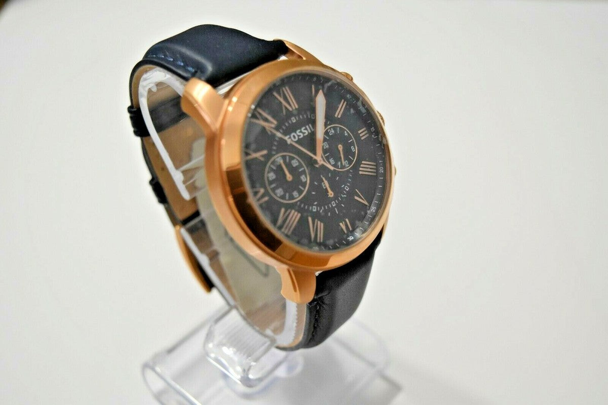 FOSSIL GRANT CHRONOGRAPH NAVY LEATHER WATCH - FS4835