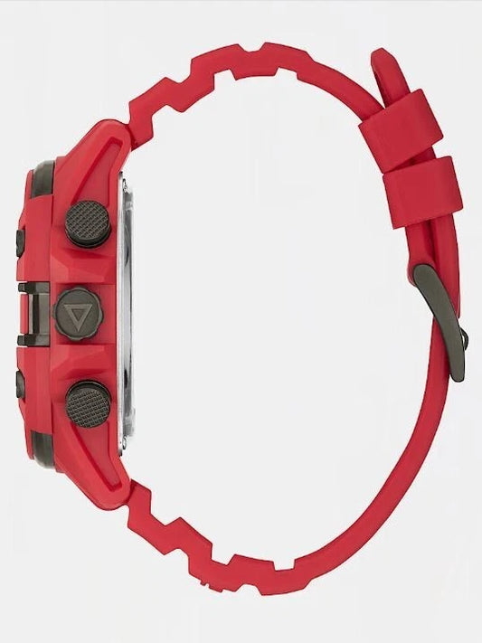 GUESS RED QUARTZ WATCH WITH SILICONE BRACELET