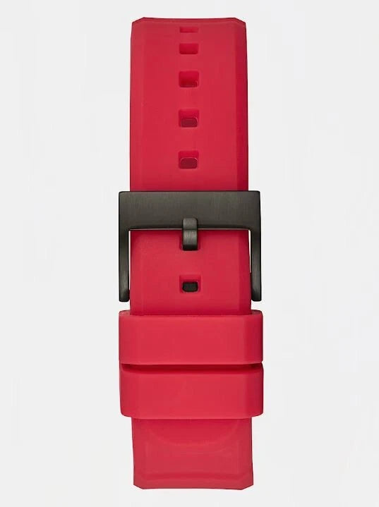 GUESS RED QUARTZ WATCH WITH SILICONE BRACELET