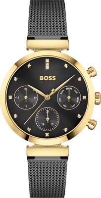 HUGO BOSS FLAWLESS BLACK WATCH 1502627 STAINLESS STEEL (W)