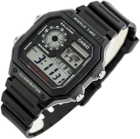 CASIO YOUTH ILLUMINATOR WORLD TIME ALARM AE-1200WH-1AV AE1200WH-1AV (M)