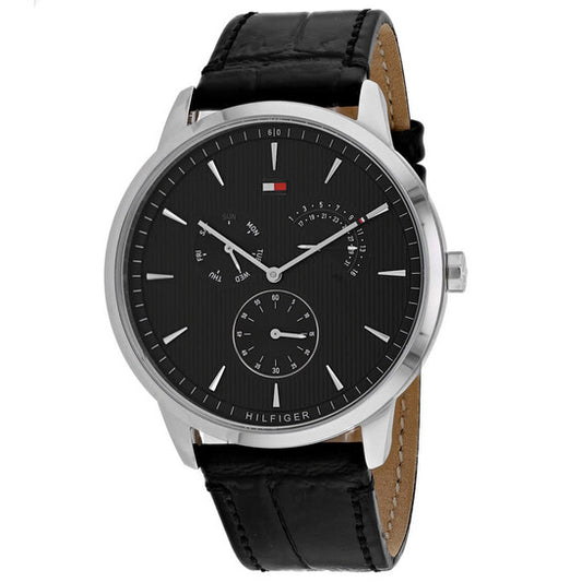 TOMMY HILFIGER QUARTZ LEATHER STRAP BLACK DIAL 1710391 (M)