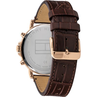 TOMMY HILFIGER - MEN'S DANIEL BLACK DIAL BROWN LEATHER STRAP WATCH - 1710379