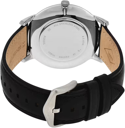 Fossil Minimalist Black Dial Leather Strap Men’s Watch FS5398