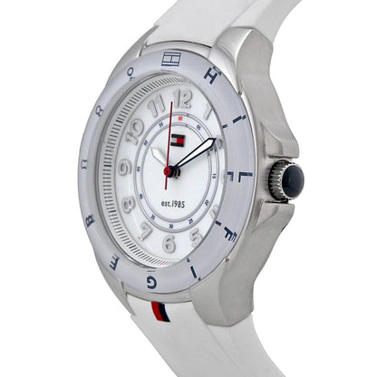 TOMMY HILFIGER STAINLESS STEEL WITH WHITE SILICONE BAND - 1781271 (W)