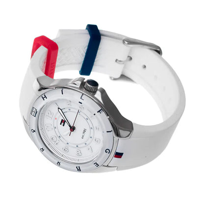 TOMMY HILFIGER STAINLESS STEEL WITH WHITE SILICONE BAND - 1781271 (W)