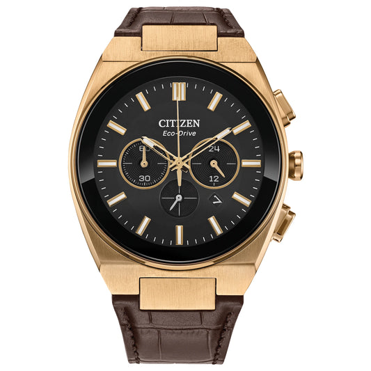 CITIZEN AXIOM SC - BLACK DIAL LEATHER STRAP WATCH
