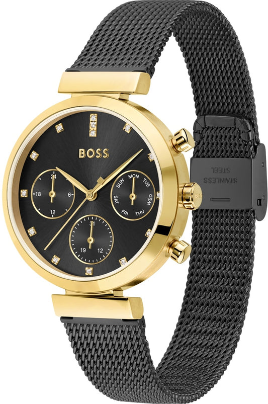HUGO BOSS FLAWLESS BLACK WATCH 1502627 STAINLESS STEEL (W)