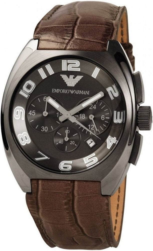 EMPORIO ARMANI BROWN COWHIDE MEN'S WATCH