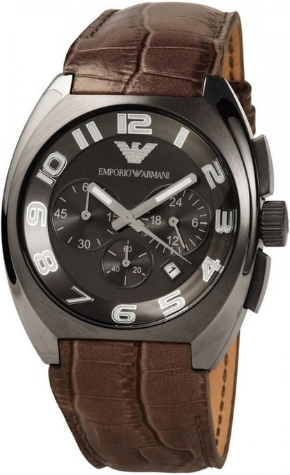 EMPORIO ARMANI BROWN COWHIDE MEN'S WATCH