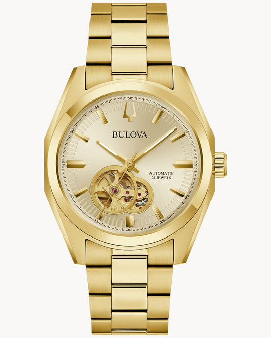 BULOVA CHAMPAGNE DIAL AUTOMATIC SURVEYOR 97A182 (M)