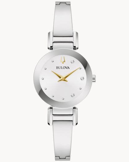 BULOVA SILVER DIAL DIAMOND ACCENT MODERN MARC ANTHONY 96P241 (W)