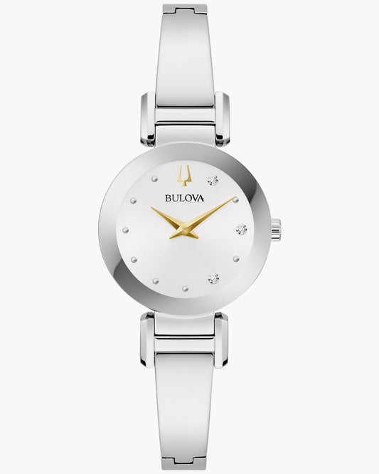 BULOVA SILVER DIAL DIAMOND ACCENT MODERN MARC ANTHONY 96P241 (W)