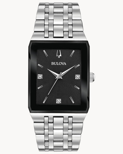 BULOVA BLACK DIAL QUARTZ QUADRA MODERN 96D145 (M)