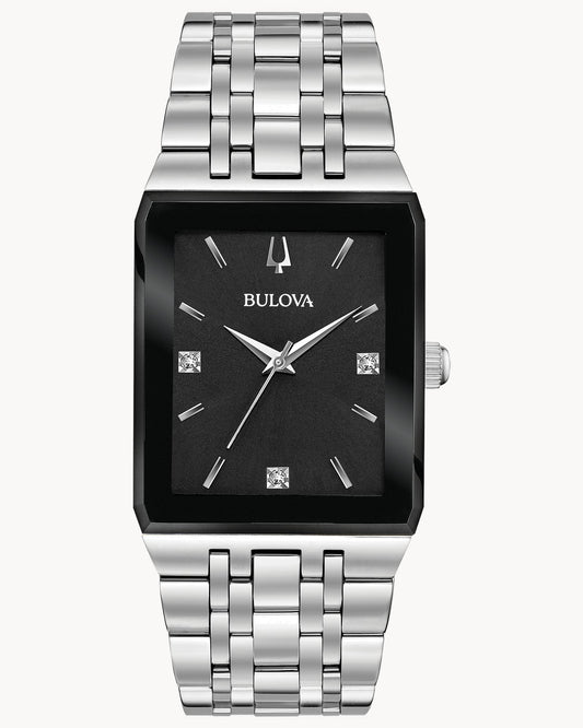 BULOVA BLACK DIAL QUARTZ QUADRA MODERN 96D145 (M)