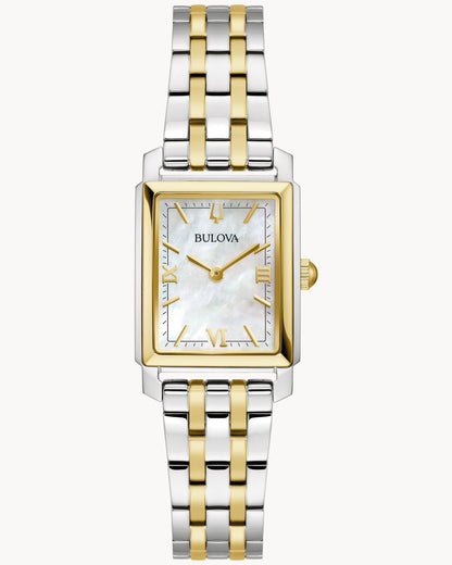 BULOVA WHITE DIAL MOTHER OF PEARL TWO-TONE SUTTON 98L308 (W)