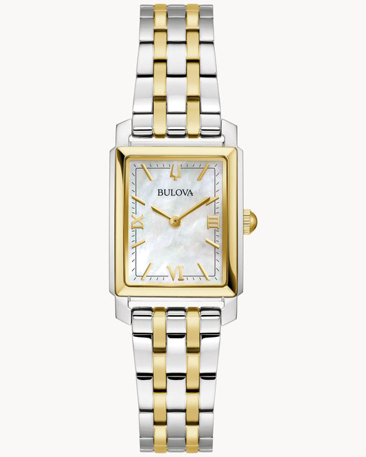 BULOVA WHITE DIAL MOTHER OF PEARL TWO-TONE SUTTON 98L308 (W)
