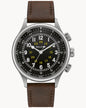 BULOVA BLACK DIAL LEATHER STRAP A-15 PILOT AUTOMATIC 96A245 (M)