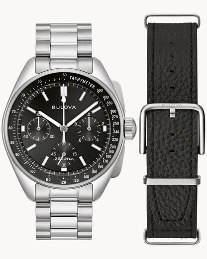 BULOVA BLACK DIAL HIGH PRECISION QUARTZ LUNAR PILOT 96K111 (M)