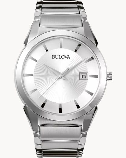BULOVA SILVER DIAL QUARTZ CLASSIC 96B015 (M)