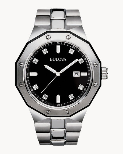 BULOVA BLACK DIAL DIAMOND TWO-TONE CLASSIC 98D103 (M)